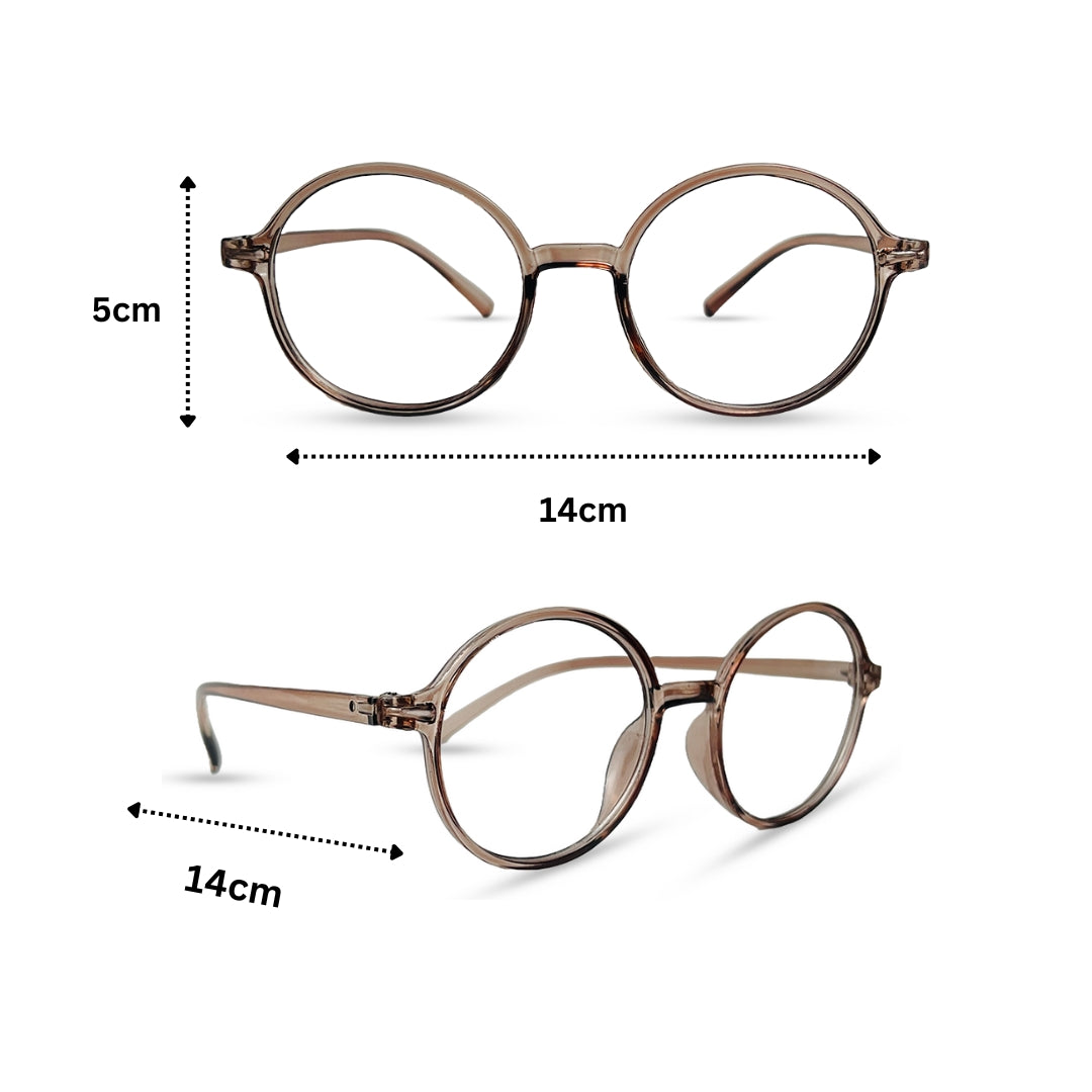 Round Transparent Eyeglasses - Brown