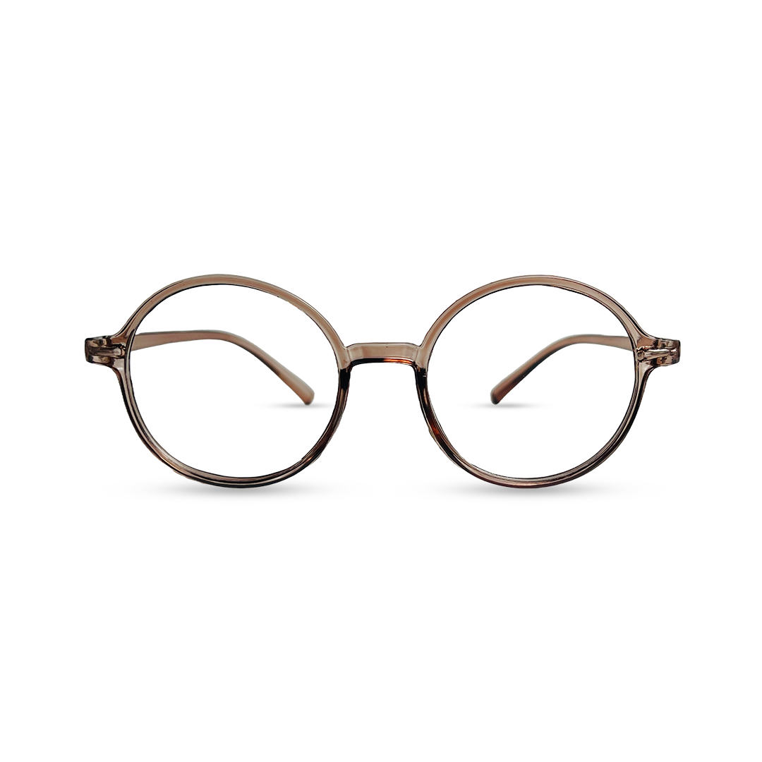 Round Transparent Eyeglasses - Brown
