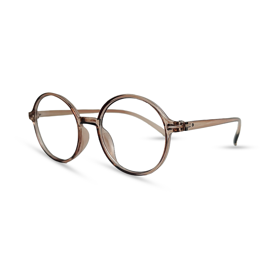 Round Transparent Eyeglasses - Brown