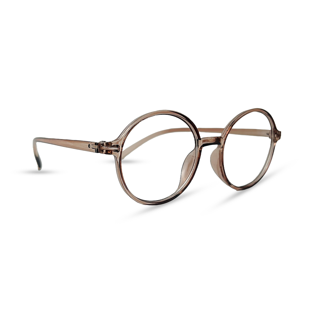 Round Transparent Eyeglasses - Brown