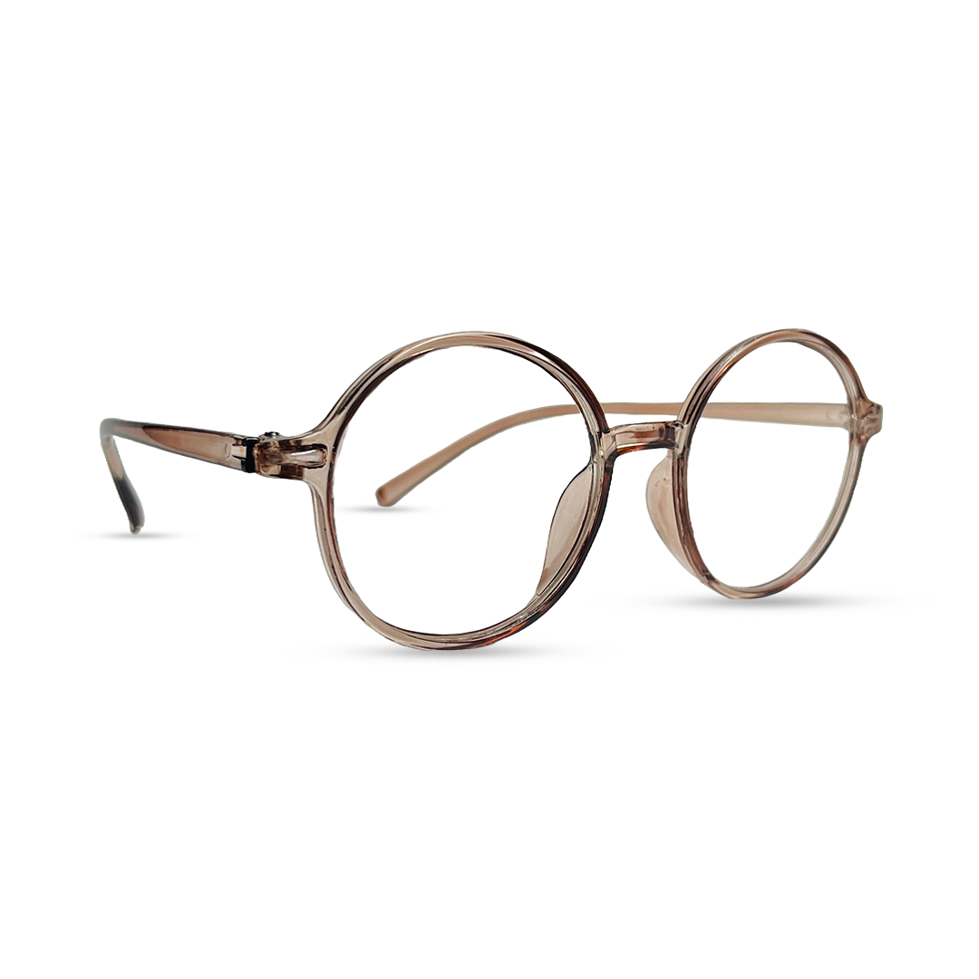 Round Transparent Eyeglasses - Brown