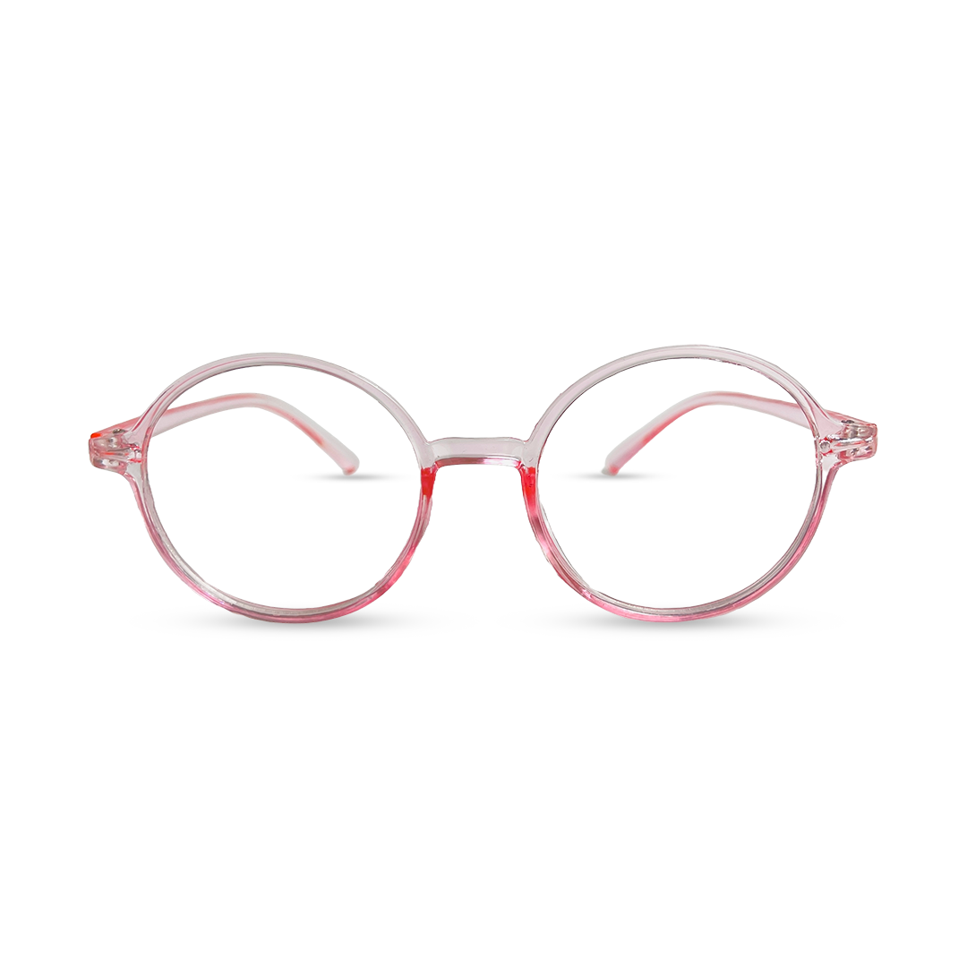Round Transparent Eyeglasses - Pink