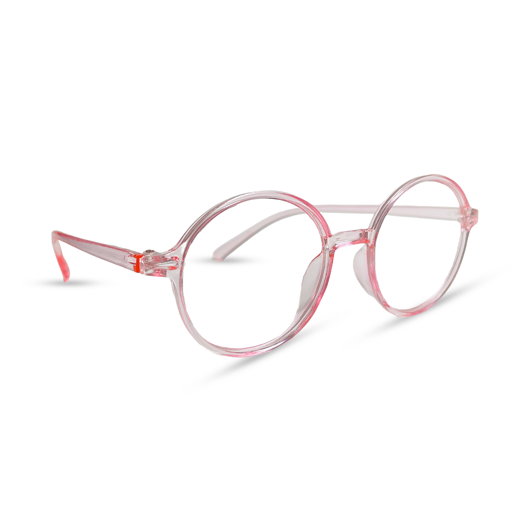 Round Transparent Eyeglasses - Pink