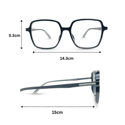 Rectangular Eyeglasses - Black & Grey