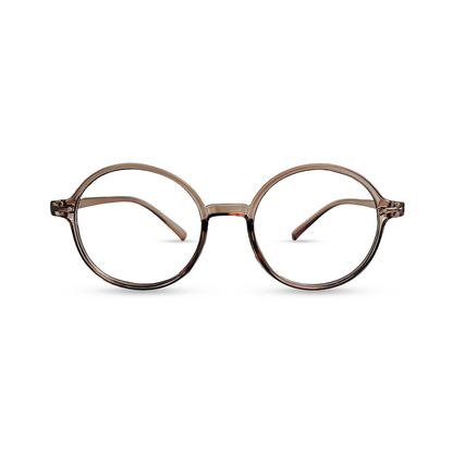 Round Transparent Eyeglasses - Brown