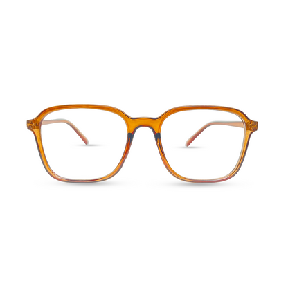 Rectangular Transparent Eyeglasses - Brown