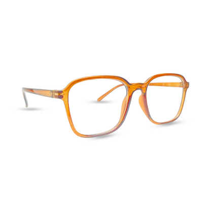 Rectangular Transparent Eyeglasses - Brown