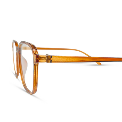 Rectangular Transparent Eyeglasses - Brown