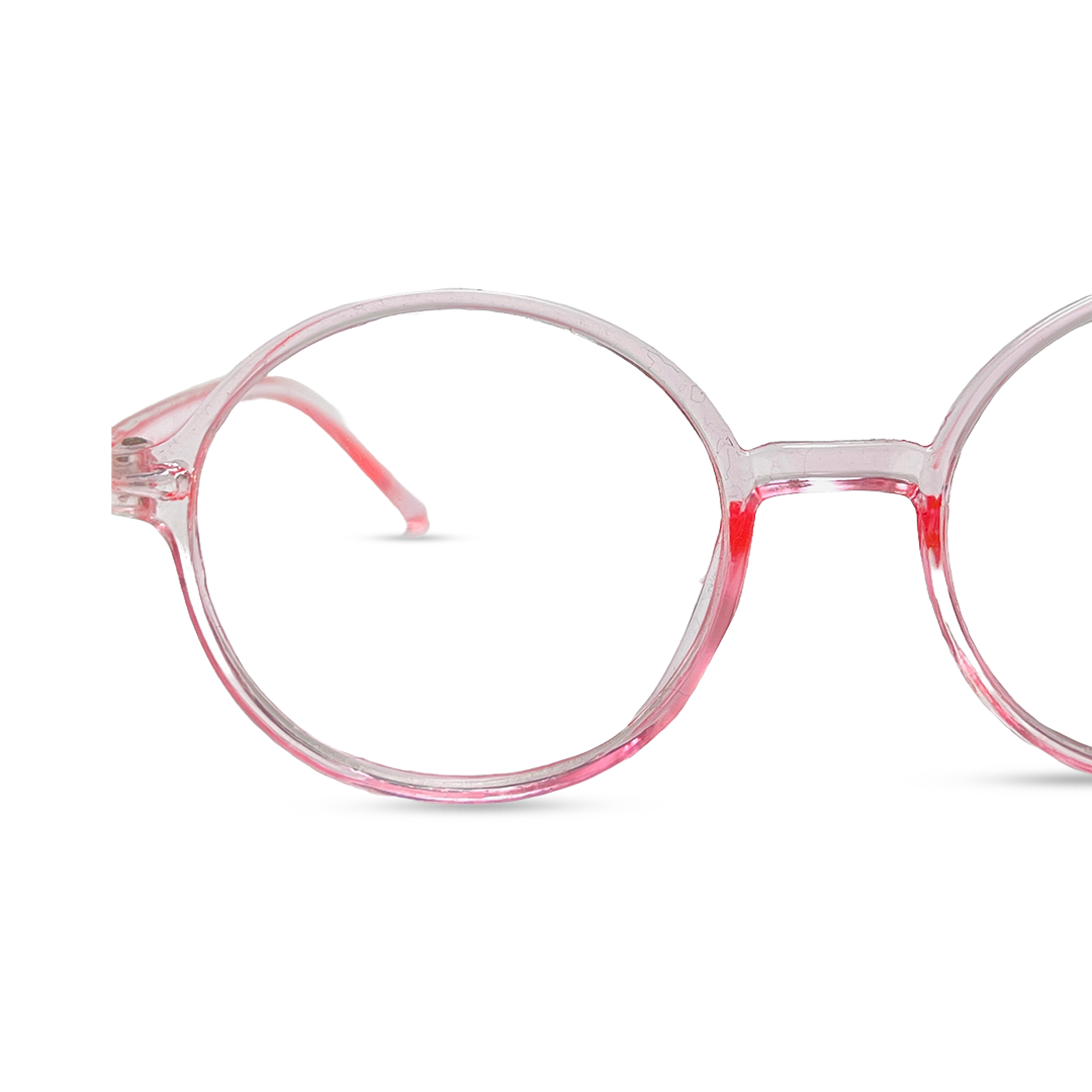 Round Transparent Eyeglasses - Pink