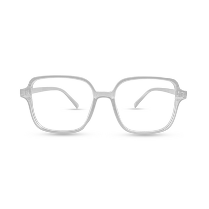 Rectangular Transparent Eyeglasses - White